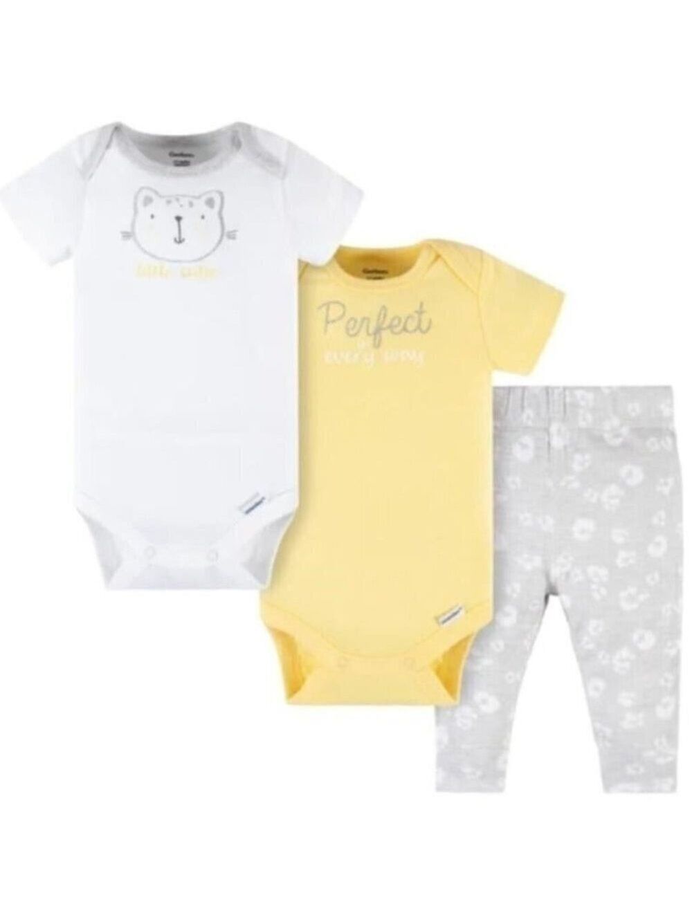 Gerber 3Pc Baby Short Sleeve Onesies and Pants Outfit